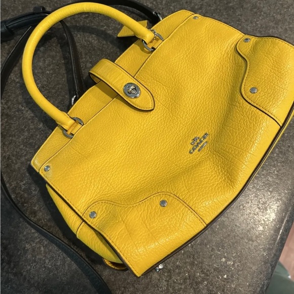 Coach Mercer 24 leather handbag f37779 yellow - Picture 3 of 14